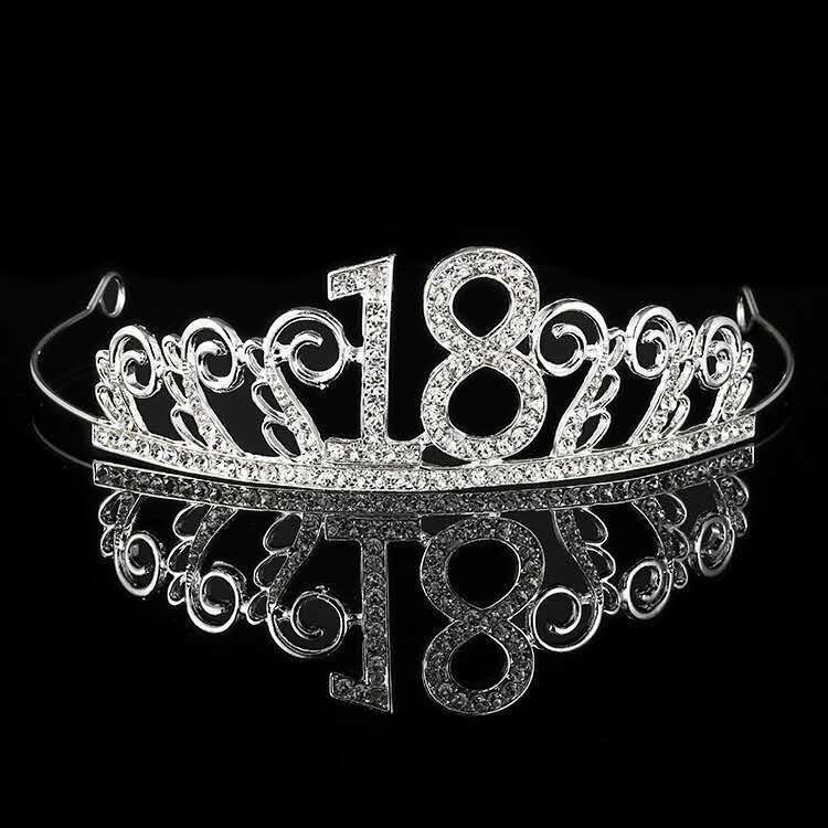 18th fødselsdag dronning prinsesse kron dekorationer fest krone til kvinder tillykke med fødselsdagen pandebånd bryllup hovedbeklædning hår dekoration: Sølv