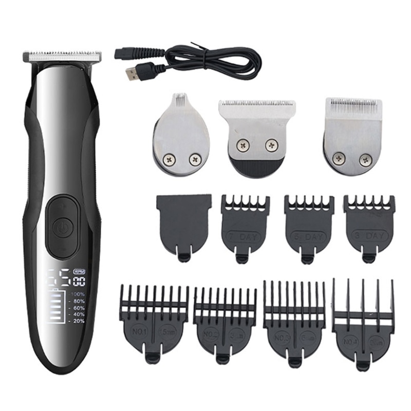 4 in 1 Electric Hair Clippers for Men Beard Trimmer Cordless USB Rechargeable LCD Display Multifunctional Grooming Kit Travel Po