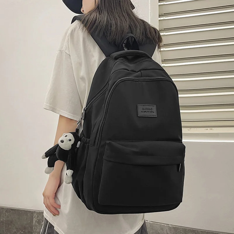 Mochila de Color liso para mujer, bolso de libros universitario con múltiples bolsillos, mochilas informales para ordenador portátil, mochila escolar para hombres y adolescentes, mochilas escolares para niñas