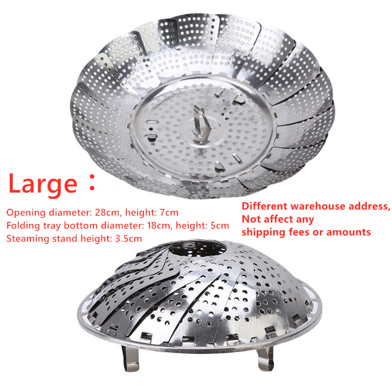 Stainless Steel Multifunctional Steamer Plate Silver Magic Retractable Folding Steaming Fruit Plate Disk: Orange