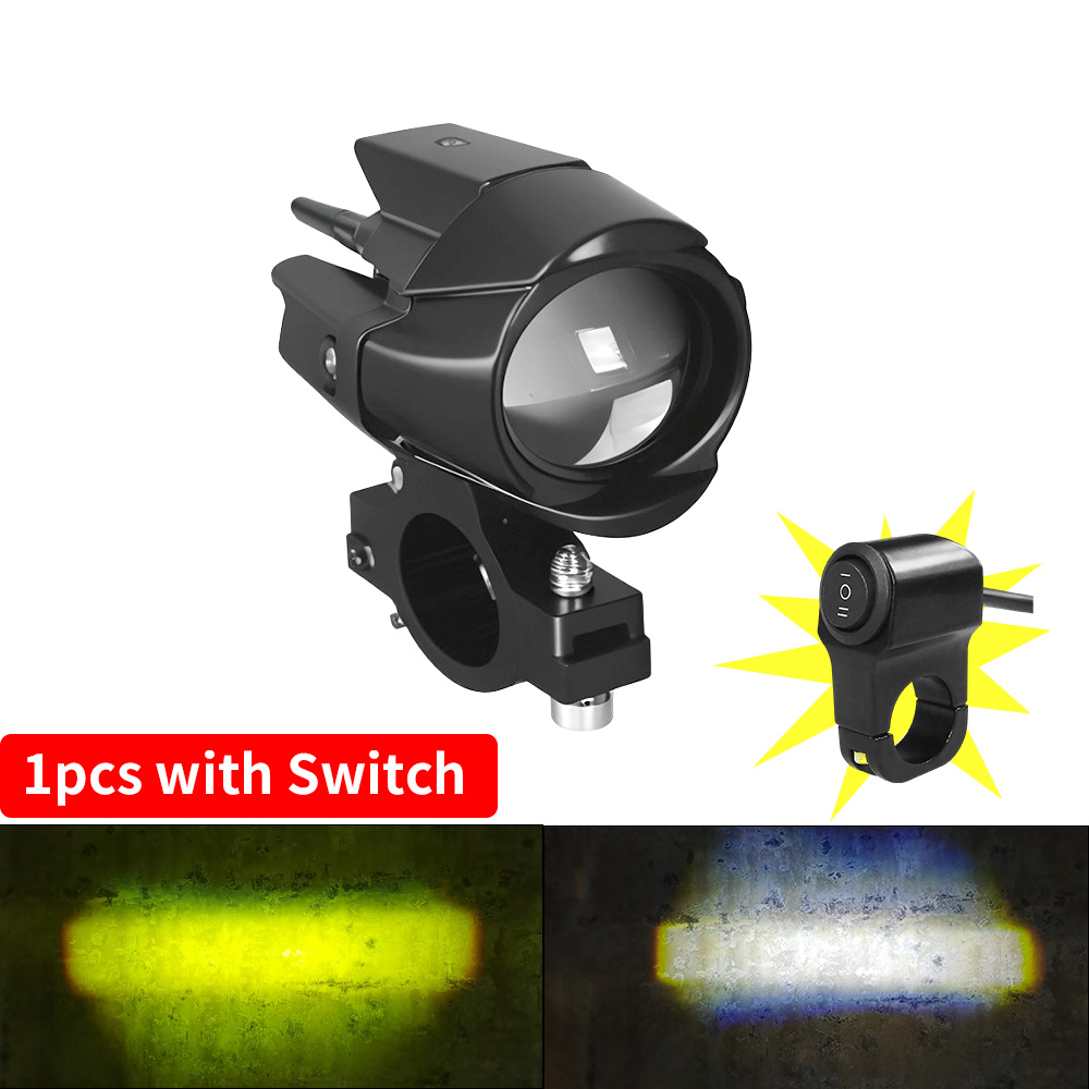 Moottoripyörän lisä-led-ajovalot, led-valot, 12-80v kaksiväristä valkoista/meripihkanväristä yleismallista lisäkaukovaloa, sumuvalot: Musta