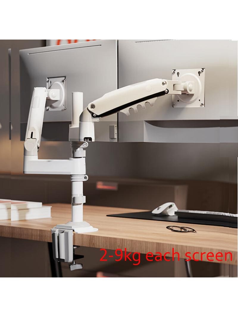 Support de bureau à ressort à gaz pour double écran, ressort à gaz, bras de support, mouvement complet, support TV LCD, 2-9kg, ergonomique, passe-fil à bras long, NB, H180, 17 "-27",