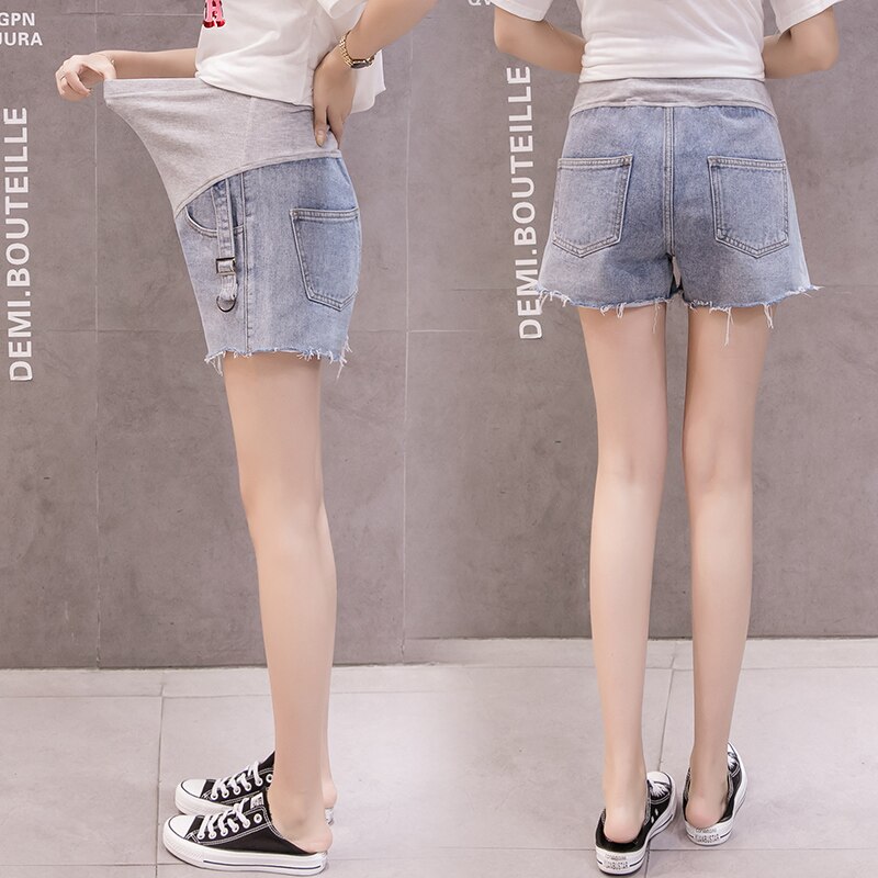 Short en jean pour femmes, vêtement de maternité, pantalon d&#39;été, vêtements de grossesse, taille haute élastique