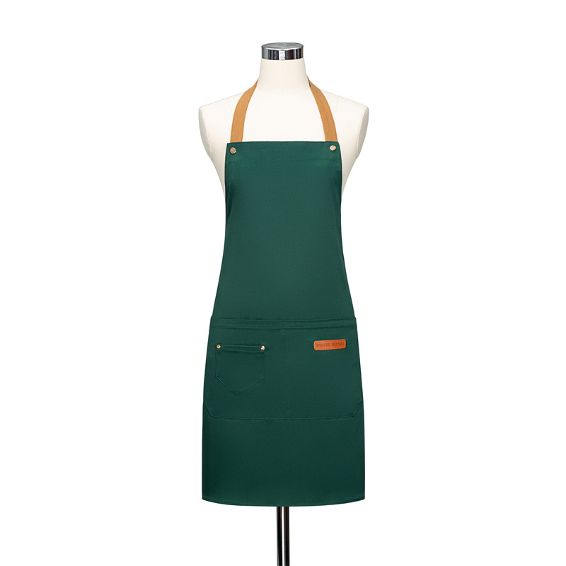 Delantal con de logotipo personalizado, delantales de cocina para hombre y mujer, ropa para hornear Chef en casa, impermeable con bolsillos: Verde