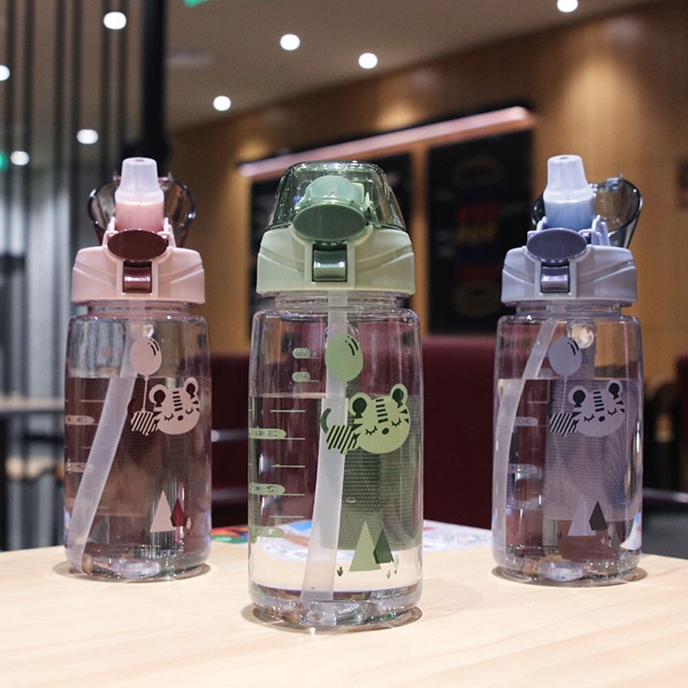 550Ml Kinderen Fles Voor Outdoor Reizen School Leuke Cartoon Dier Baby Water Fles Met Schouderband Voor Jongen Meisje