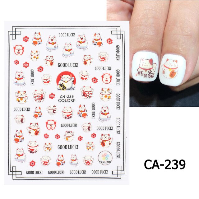 Year Nail Sticker Water Decals Mahjong Chinese Character Personality Nails Slider Art Decoration Manicure: CA-239