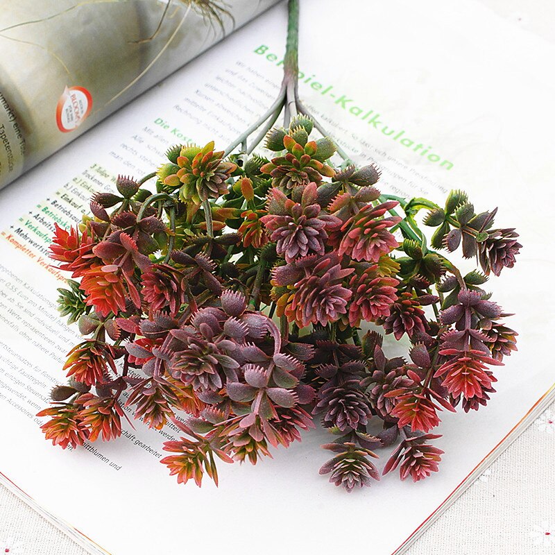 28 Hoofden Succulent Greens Boeket Flores Plastic Kunstmatige Bladeren Decoratie Nep Planten Tuin Room Decor: D