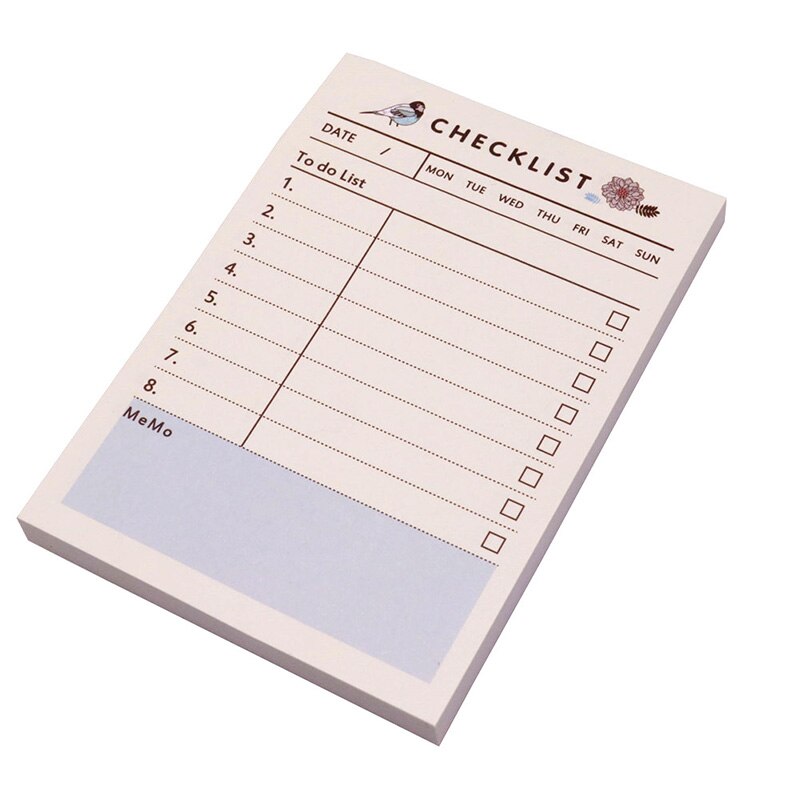 1 Pcs Time Schedule Checklist Weekly Plan Month Four Styles Are Available 58-60 Sheets 101 * 72 * 7mm Student Office Notes Paper: CHECKLIST 1 Pcs