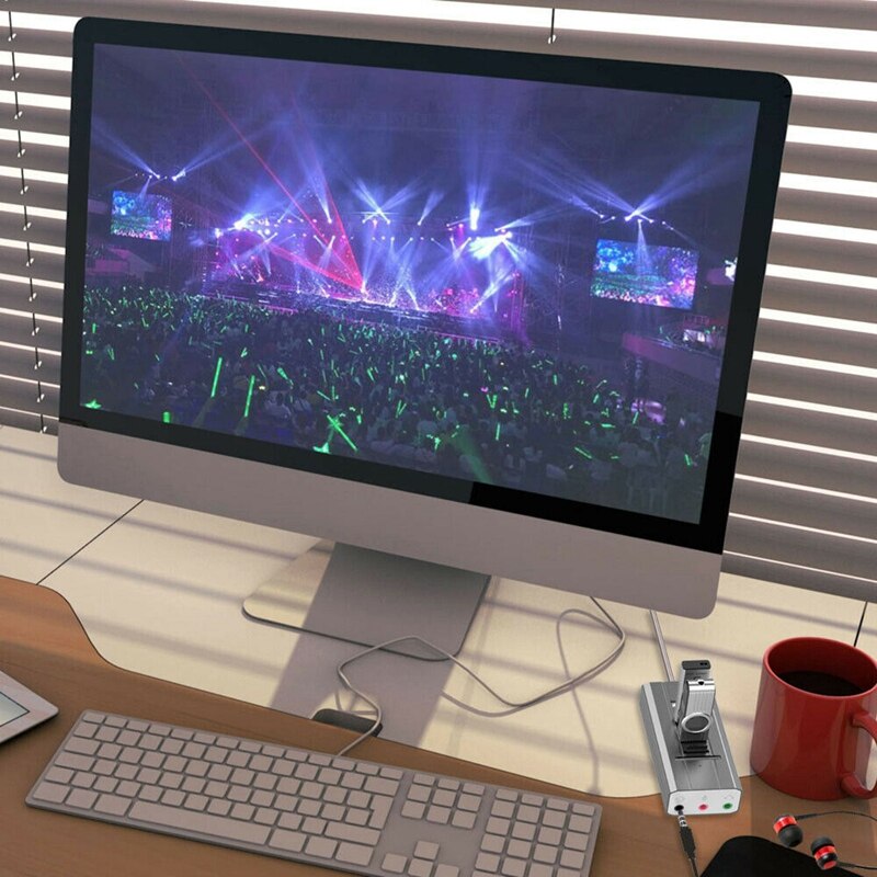 3 USB Hub External Sound Card AUX Microphone Headset Adapter TF SD for Laptop PC