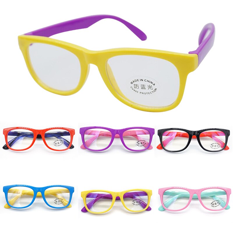 Bendable Children Optical Glasses Flexible One-piece Safe Eyeglasses Plain Mirror Silicone Anti-blue Light Goggles Eyewear
