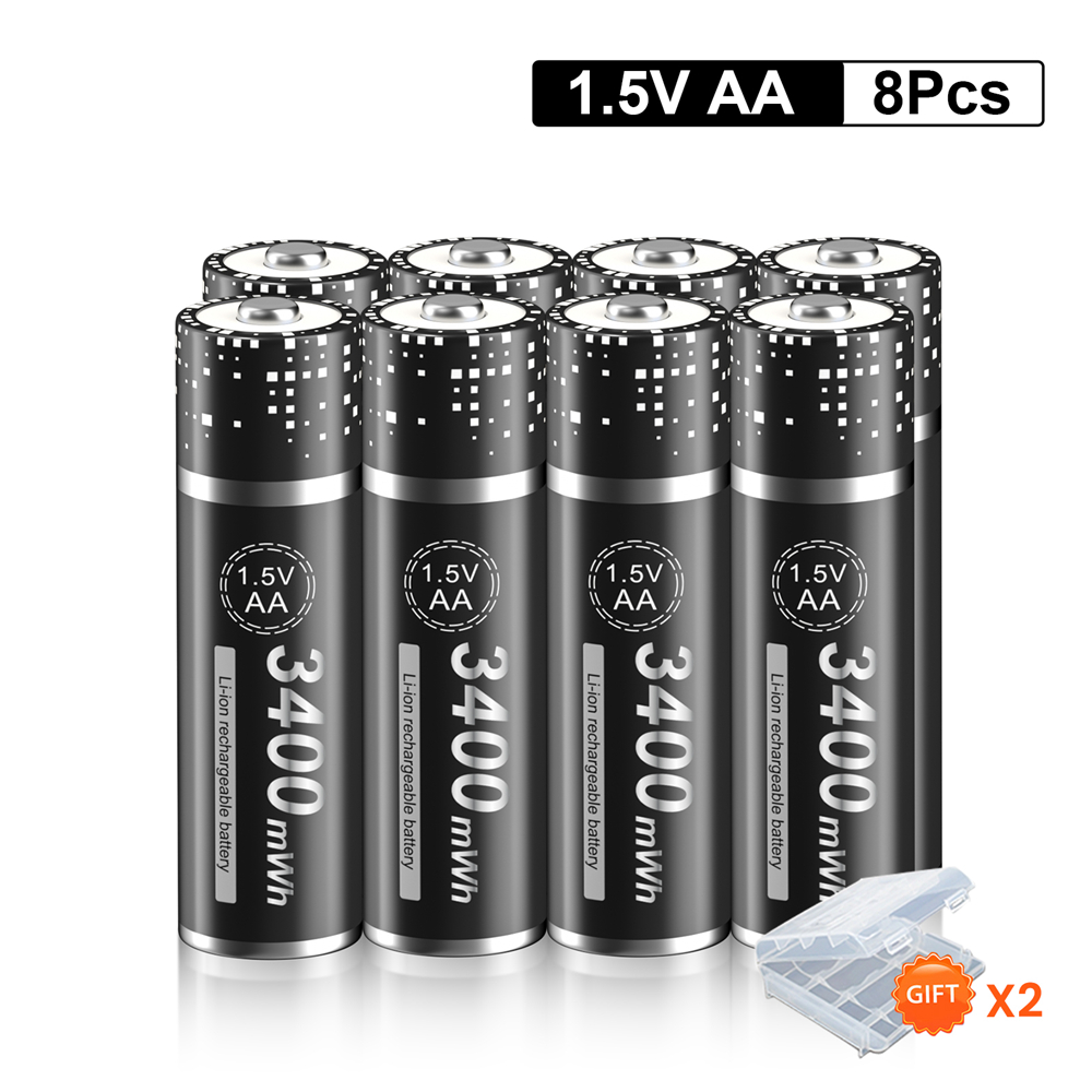 PALO-batería recargable de iones de litio, pilas AA y AAA de 1,5 V, R6, R3, cargador inteligente LCD de 4 ranuras: Negro