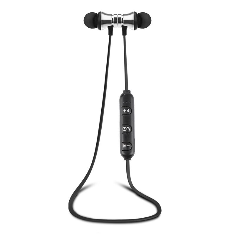 S8 Draadloze Magnetische Bluetooth Oortelefoon Draadloze Sport Hoofdtelefoon Stereo Bass Muziek Oortjes Met Microfoon Headset: Zilver