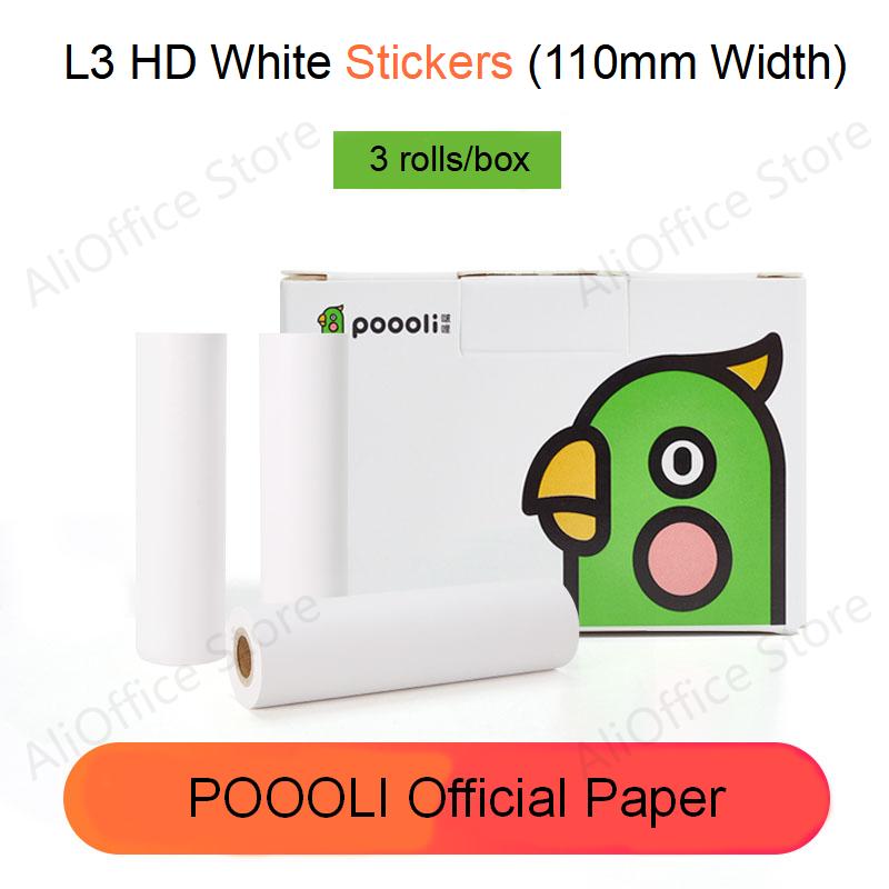 3 Rolls POOOLI Official Label Sticker Paper For L1 L2 L3 For Peripage A6 Paperang Baypage Bluetooth Photo Printer Sticker Maker
