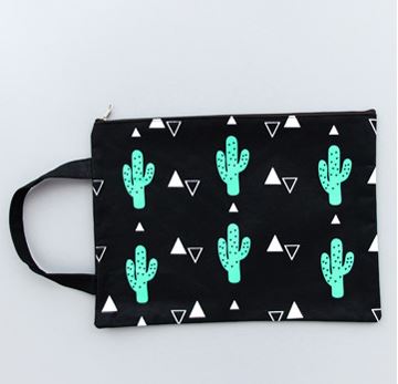 Coloffice 1 PC Cactus maille fichier pochette toile A4 fichier sac Documents classement produits avec fermeture éclair papeterie bureau étudiant: Black
