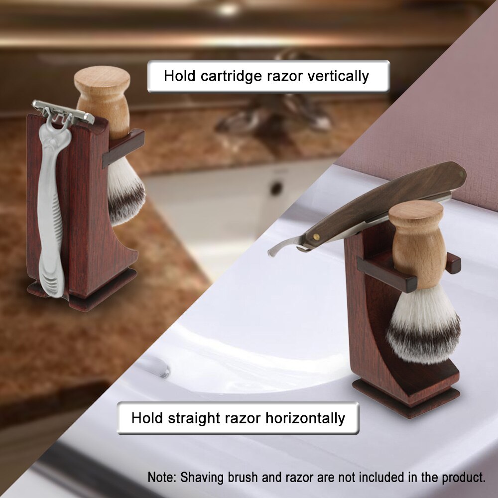Shaving Holder Stand for Shaving Razor Brush Solid Wood Shaving Tool Organizer for Beard Hair Removal
