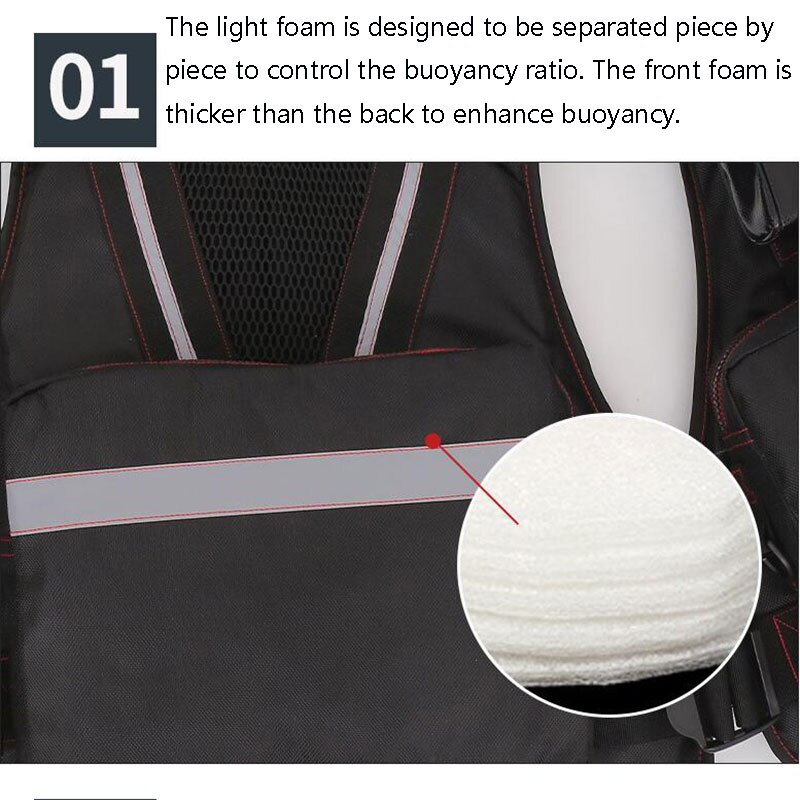 Outdoor Sport Fishing Vest Men Sea Fishing Large Buoyancy Life Vest Adult Removable Foam Multi-pocket Life Waistcoat