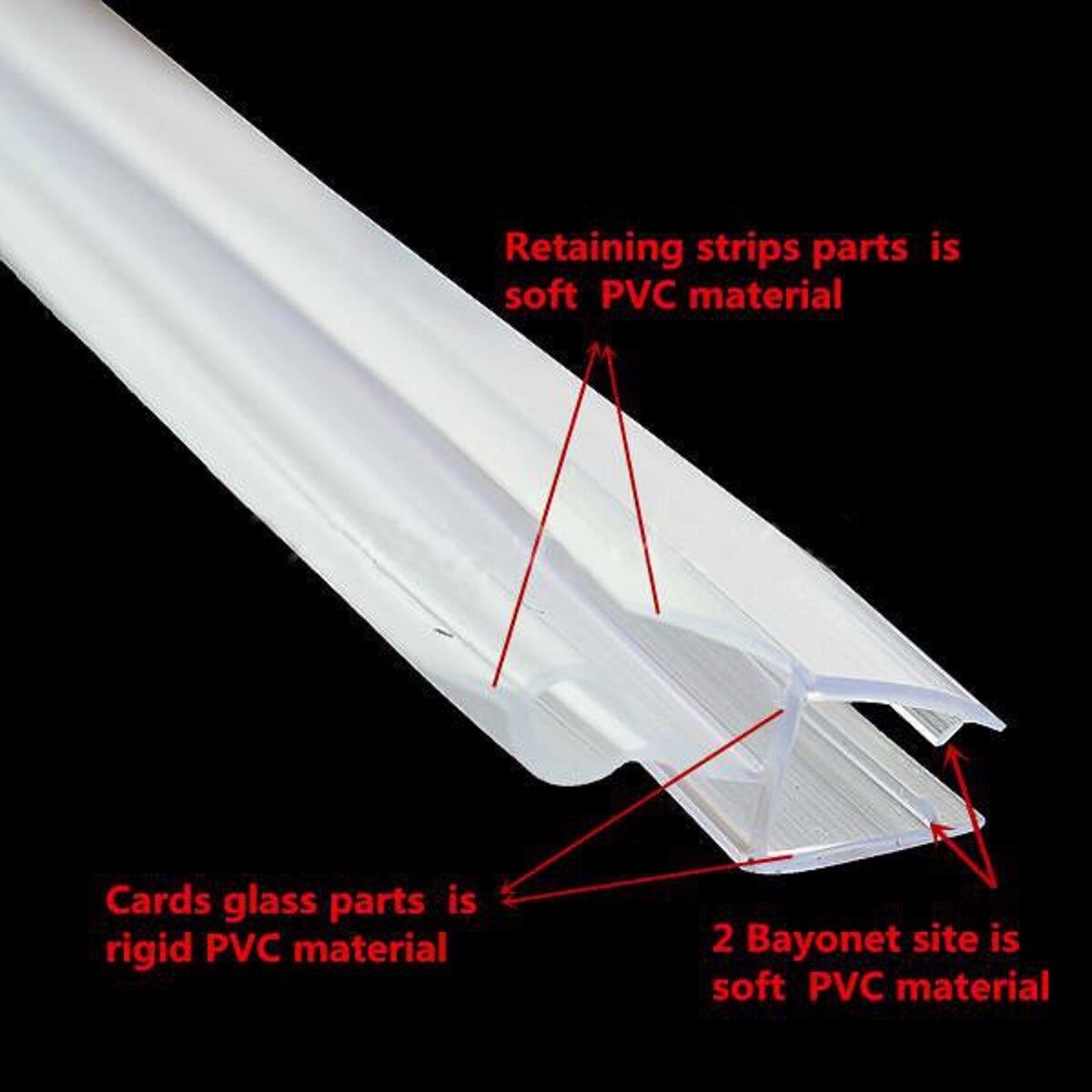 4-6mm Douche Scherm Water Seal Strip Bar Gebogen Platte Glas Bad Deur tot 17mm Hiaten