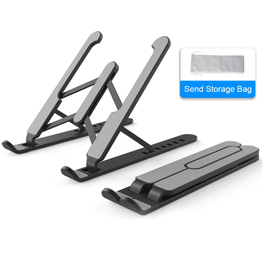 Portable Laptop Stand Foldable Support Base Notebook Stand For Macbook Pro Air Computer Laptop Holder Lifting Cooling Bracket: black