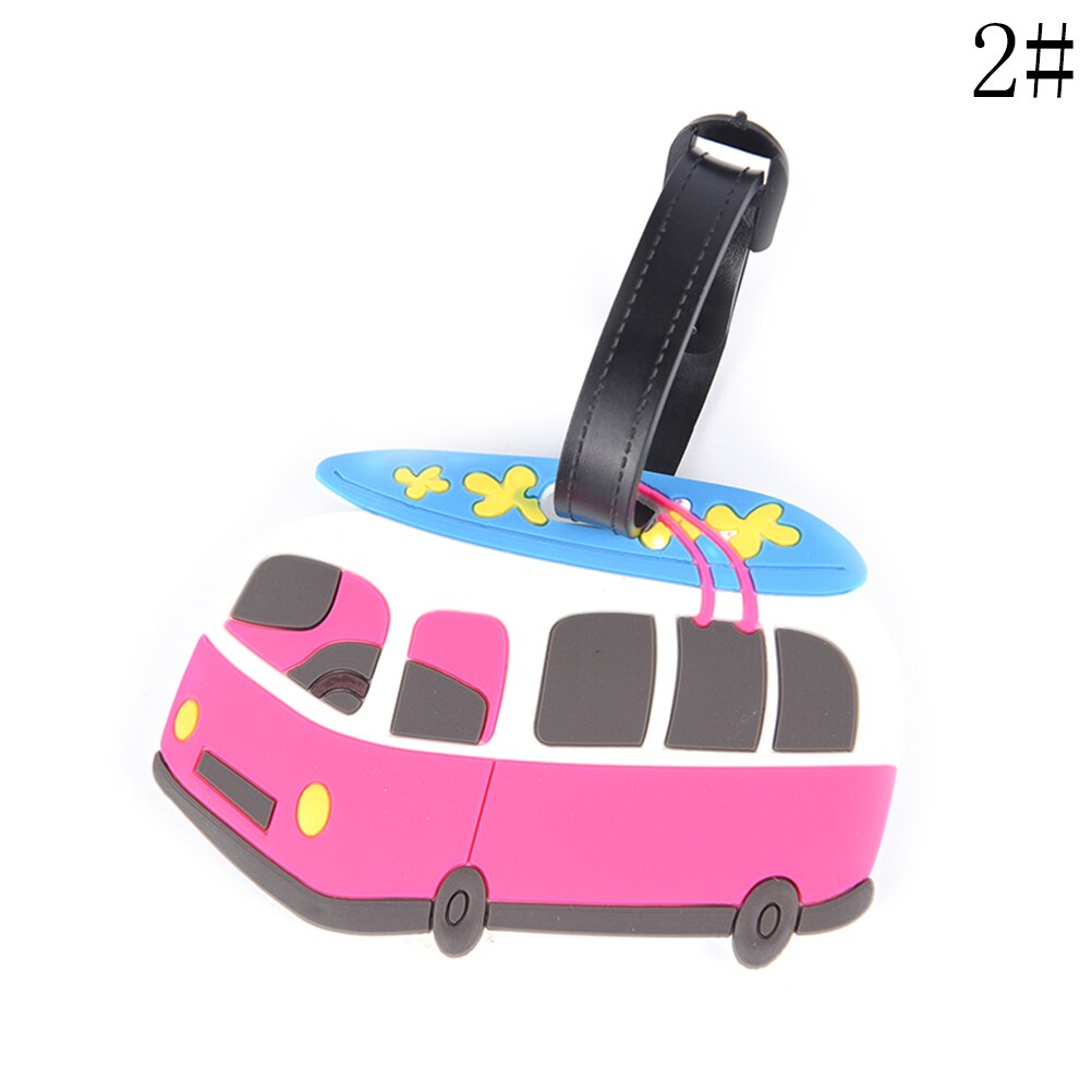Bagagelabel cartoon vliegtuig auto silicagel koffer id-adreshouder bagage instapkaart draagbaar label reisaccessoires: N2
