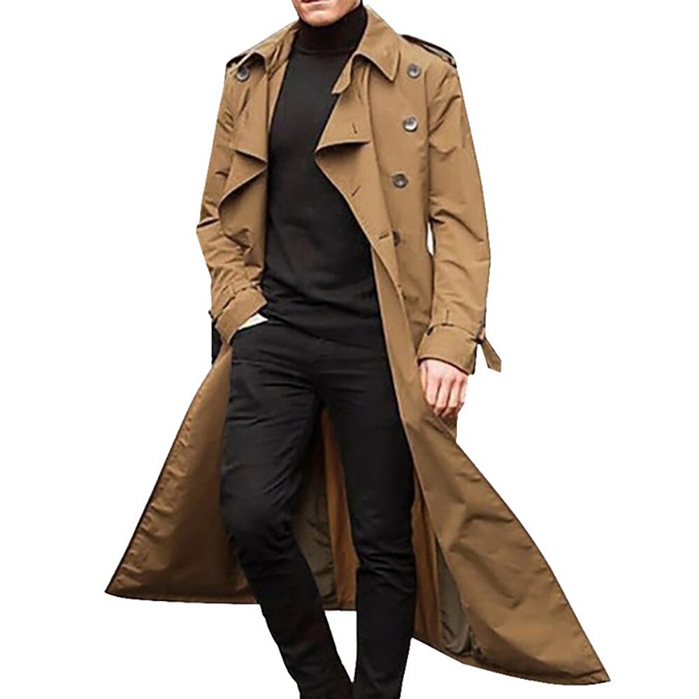 Trench-Coat Long pour homme, vêtement d'extérieur décontracté avec épaulettes, veste Slim à la , pardessus masculin, collection hiver