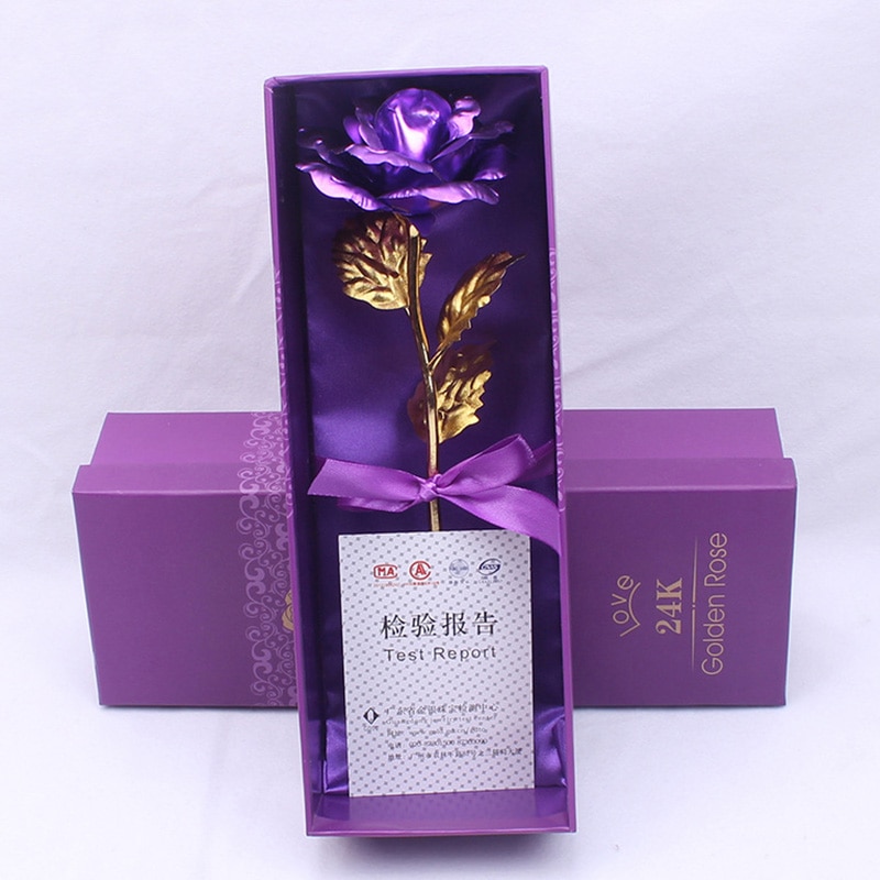 Rose Emulated Flower 24K Gold Foil Rose Valentine's Day Single Gold-plated Rose Bouquet Box Gold Foil Flower