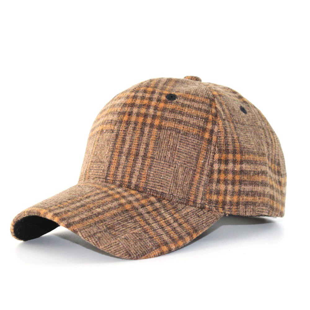 Checkered Pattern Baseball Cap Unisex Winter Thicken Color Cap Casual Wild Adjustable Trucker Hat: Khaki