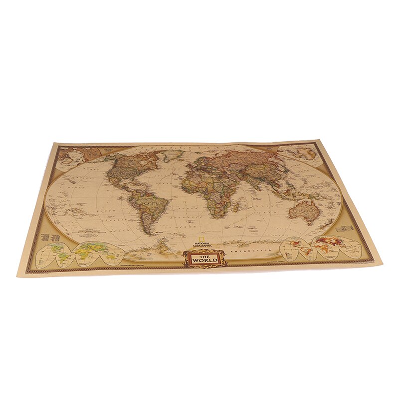 1PCS Large Vintage World Map Detailed Antique Poster Wall Chart Retro Paper Matte Kraft Paper 28*18inch Map Of World Home Decor