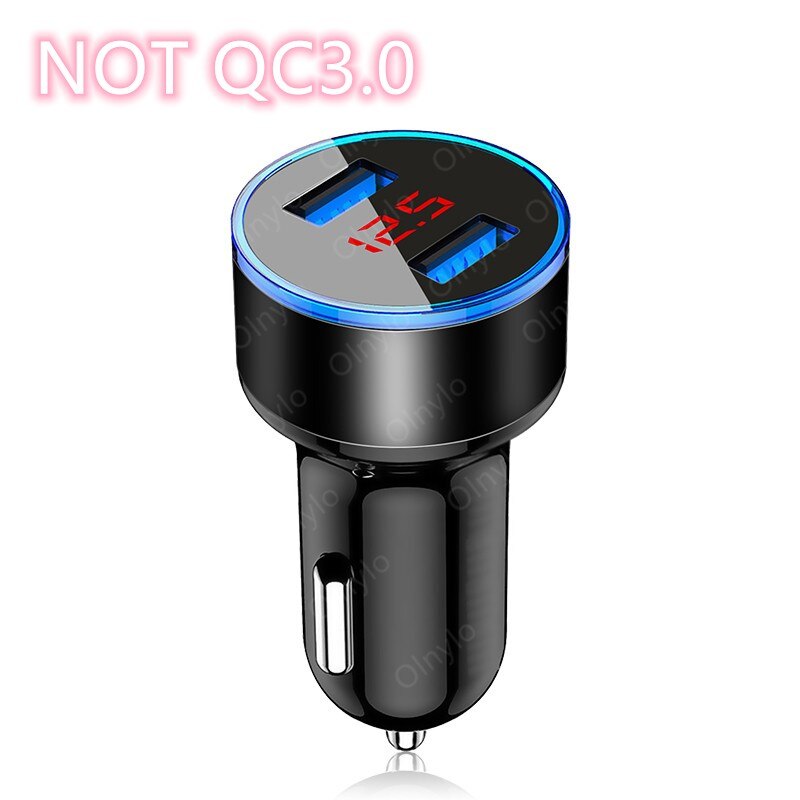30W podwójne ładowarki samochodowe USB szybkie ładowanie 3.0 4.0 z wyświetlaczem doprowadziło robić Samsung uniwersalny telefon komórkowy aluminiowy adapter ładowarka samochodowa: czarny Not QC 3.0