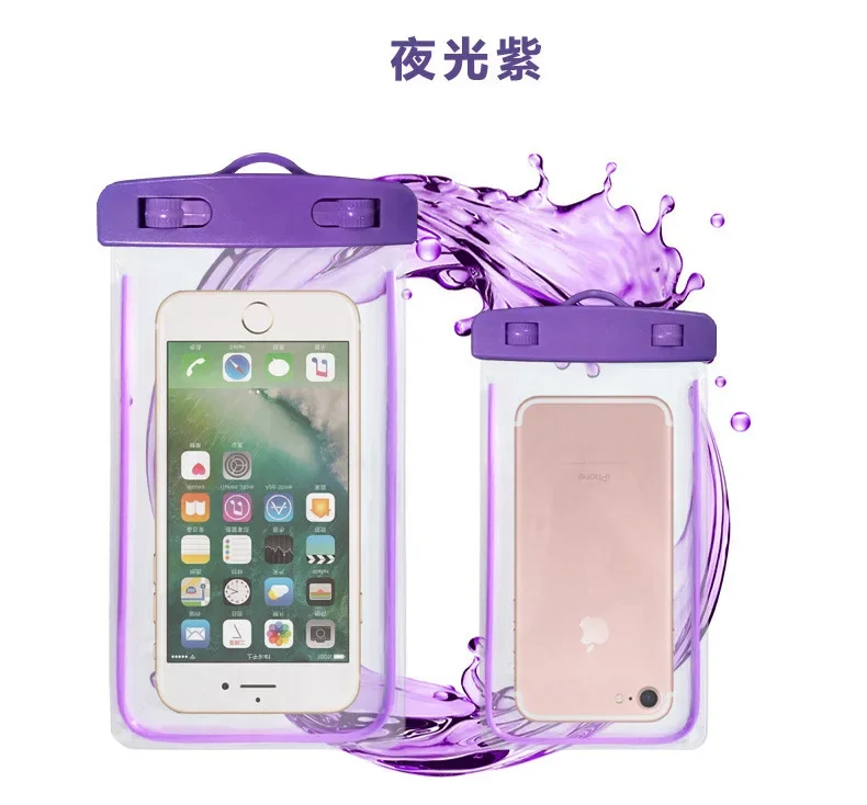 Summer Luminous Waterproof Pouch Swimming Gadget Beach Dry Bag Phone Case Cover Camping Skiing Holder For Cell Phone 3.5-6.5Inch: Blue