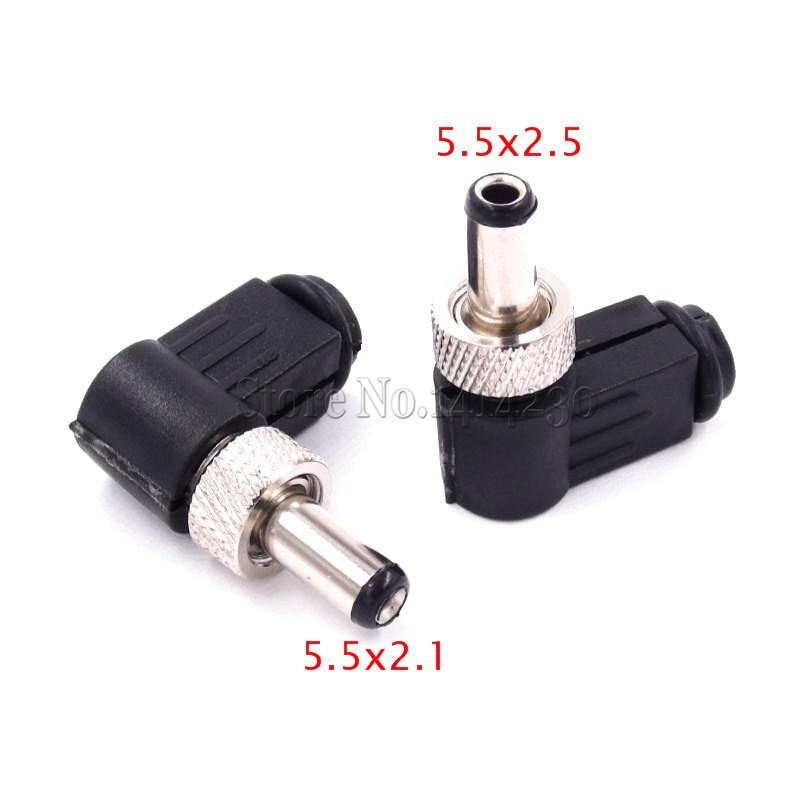 Adaptateur de prise mâle à 90 degrés, 10 pièces, 5.5x2.1mm, 5.5x2.5mm, 4.8x1.7mm, 4.0x1.7mm, 3.5x1.3mm, 2.5x0.7mm