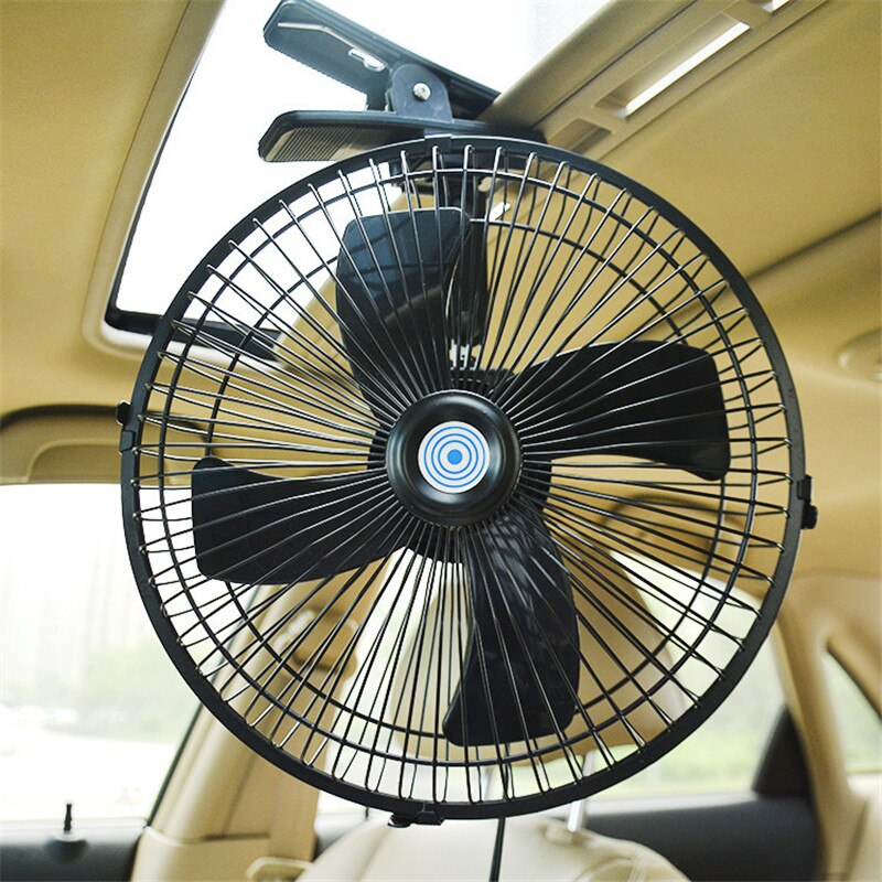 12V/24V Dashboard Oscillating Vehicle Car Van Truck Home Clip-On Fan 2 Speed Airflow Car Fans Clip on Oscillating Fan