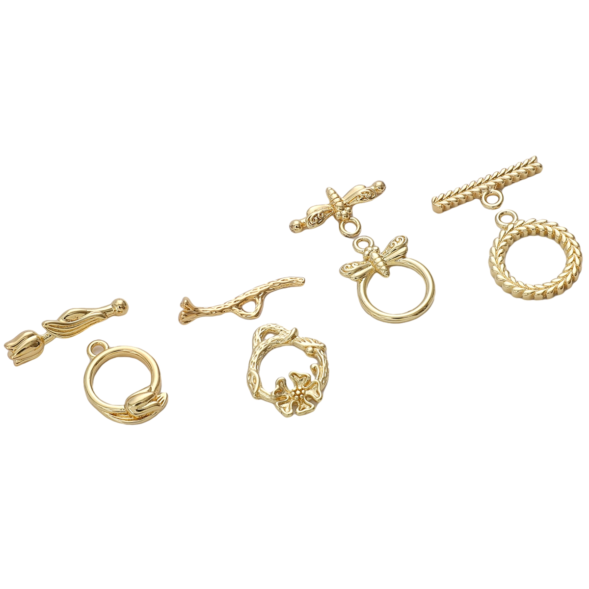 1 set van 14k vergulde messing koperen metalen sluitingen voor het maken van zelfgemaakte armbanden en kettingen.