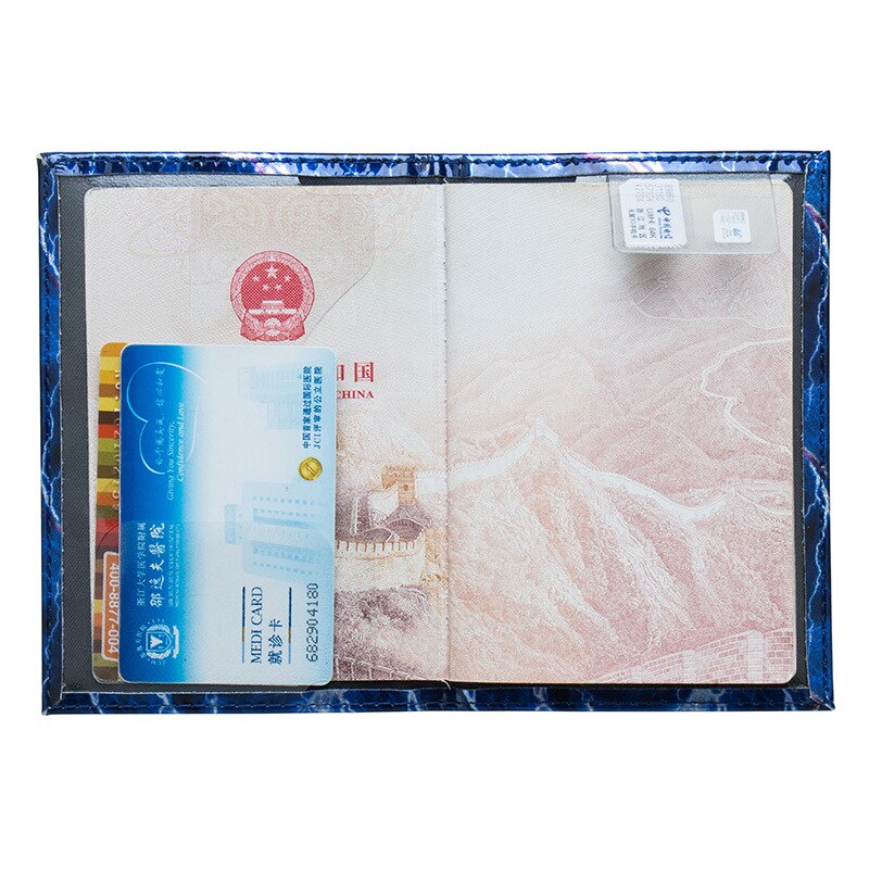 Zoukane Pu Leather Lightning Striped Passport Cover Blue Holder Passport Shiny Cover Man Folders Tickets ZSPC02