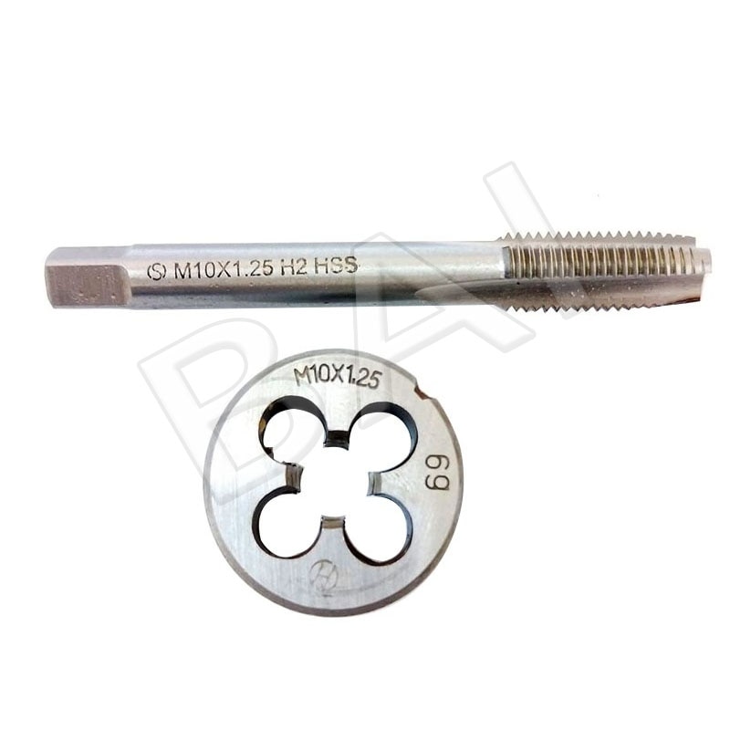 M10 × 1.25 hss métrica torneira e morrer conjunto, rosca torneira e rosca redonda morrer mão direita hss taper