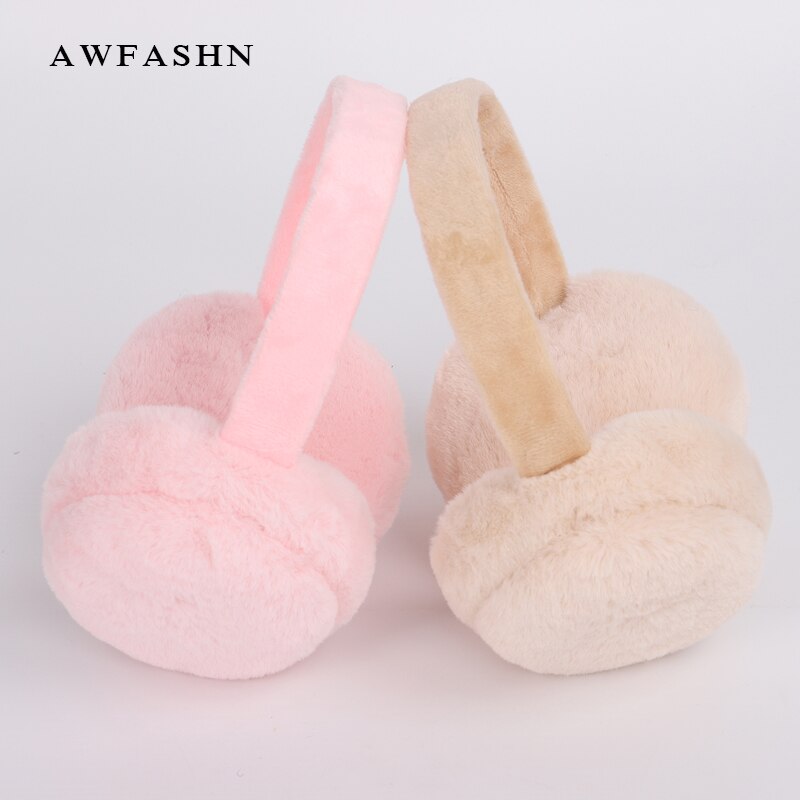 Adult Winter Solid Color Earmuffs Men Women Lovers Ear Warmer Plush Plain Teenage Student Mother Girl Ear Muffs Cute