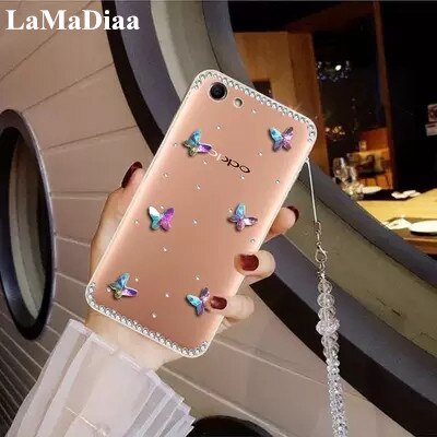 Luxury Bling Butterfly Diamond Glitter Rhinestone Phone Case For Samsung S10 S9 S8 Plus S20 Note9 8 10 Transparent soft Cover