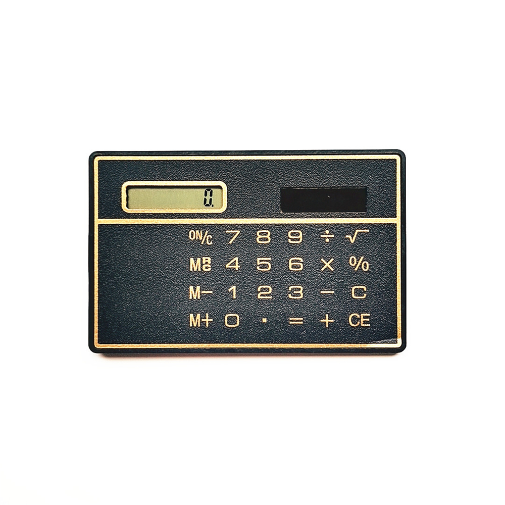 1 Mini rechner Ultra-dünne kreditkarte größe 8-Ziffer tragbare Solar- tasche rechner büro und schule liefert neue: Schwarz