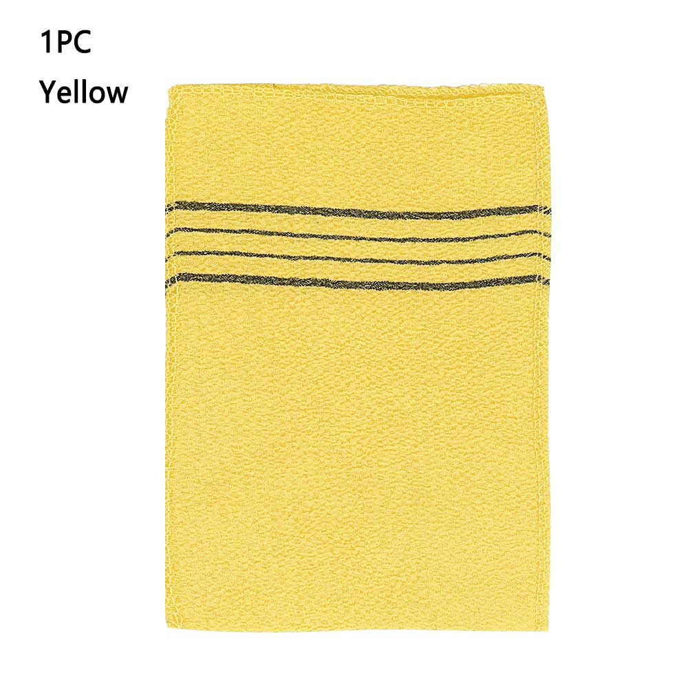 1/3/5 Pcs Korean Asian Exfoliating Bath Washcloth Body Scrub Shower Wash Cloths Dead Skin Clean Wash Towel Tool Double-sided: 1pc yellow
