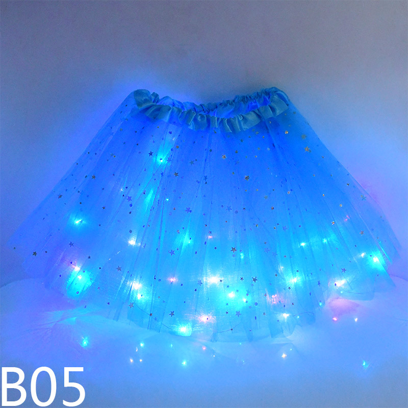 Jupe Tutu en Tulle à lumière LED pour filles, fournitures de décoration féerique, étoiles scintillantes, fête lumineuse, d&#39;anniversaire pour enfants, fournitures de réception pour bébé: B05