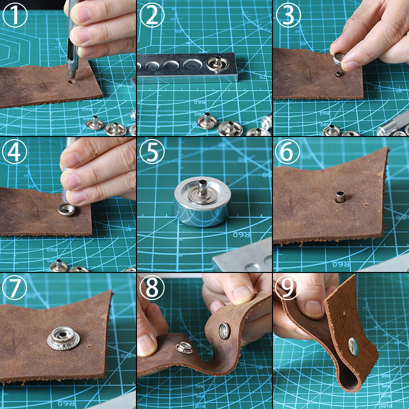 6 sets of a package Metal Snap fastener buttons Rivet Clasp Install Tool Mounting Snap Fasteners Press Studs Rivet Setter Base