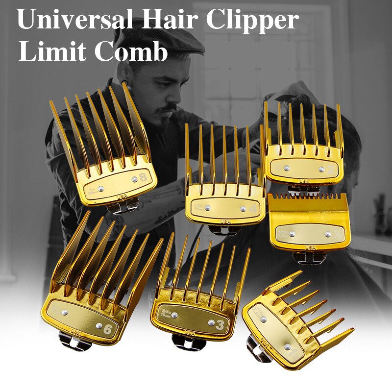 8 Stuks Tondeuse Limiet Kam Goud Professionele Universele Tondeuse Limiet Kam Size Kapper Vervanging Push Shear Tool