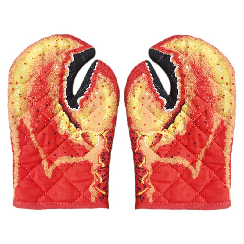 A Pair of Cartoon Crab Claw Gloves Household Cotton Microwave Oven Anti-Scalding Baking Insulation Gloves