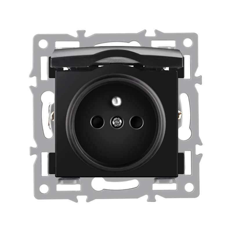 wall-mounted module diy European standard black tempered crystal glass panel socket light switch button function combi: Pink