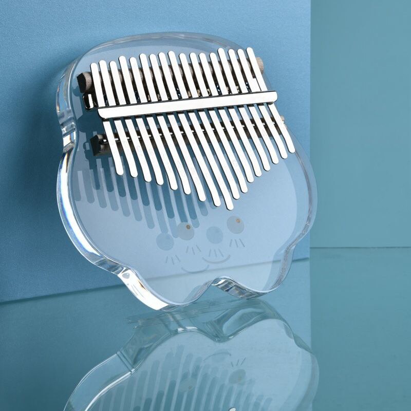 Kalimba 17 Keys Crystal Full Transparent Thumb Piano Acrylic African Mbira Calimba Finger Piano with Tuning hammer Kalimba Case: Cat paw