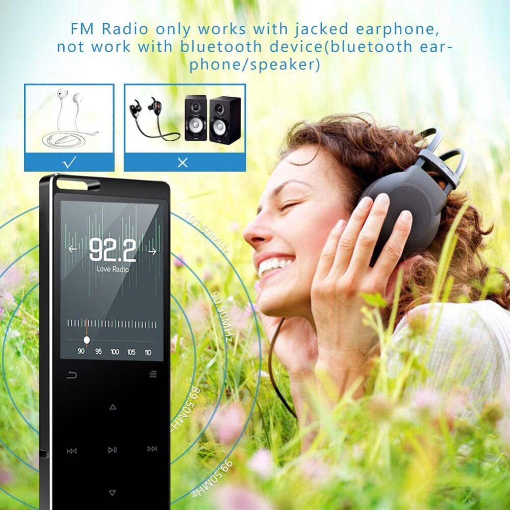 Original MP4 player Bluetooth 4.0 touch button 16GB supports FM radio playback for more than 20 hours mp4 player