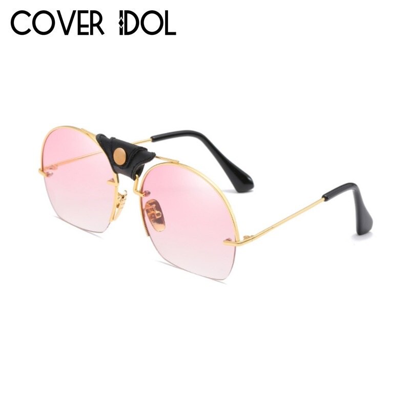 Klassieke Zonnebril Voor Mannen en Vrouwen Semi Randloze Smart Zonnebril Unisex Zonnebril Oculos de Sol UV400: Gold w Pink