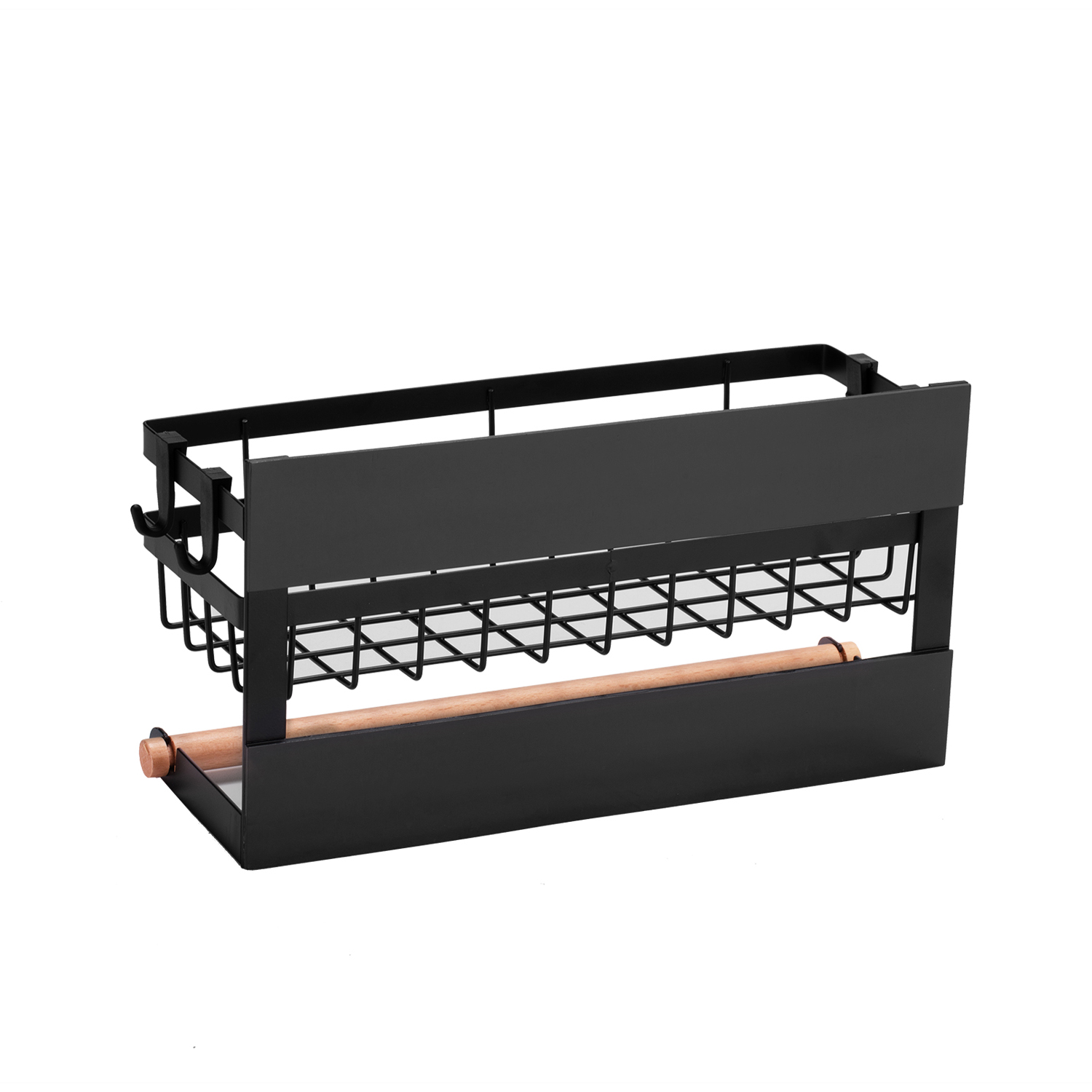 Portaspezie magnetico per frigorifero con gancio portasciugamani di carta portaspezie antiruggine scaffale multiuso frigorifero ripiano laterale