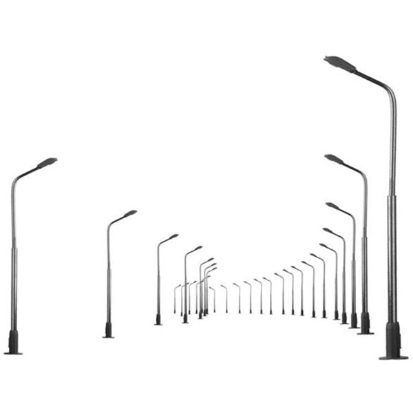 20Pcs Model Railway 10Cm Lamp Post Street Lights HO Scale 1:87 LED 3V Resistors LQS08 Single Head