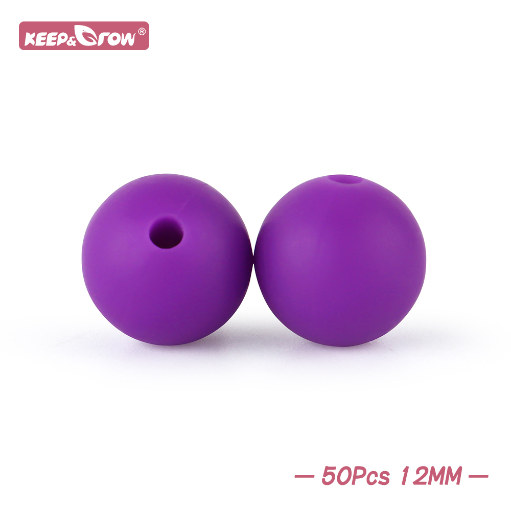 Perles rondes en Silicone de 12MM, 50 pièces, accessoires de dentition pour bébé, anneaux de dentition à croquer, sans Bpa, perles d'allaitement pour bébé