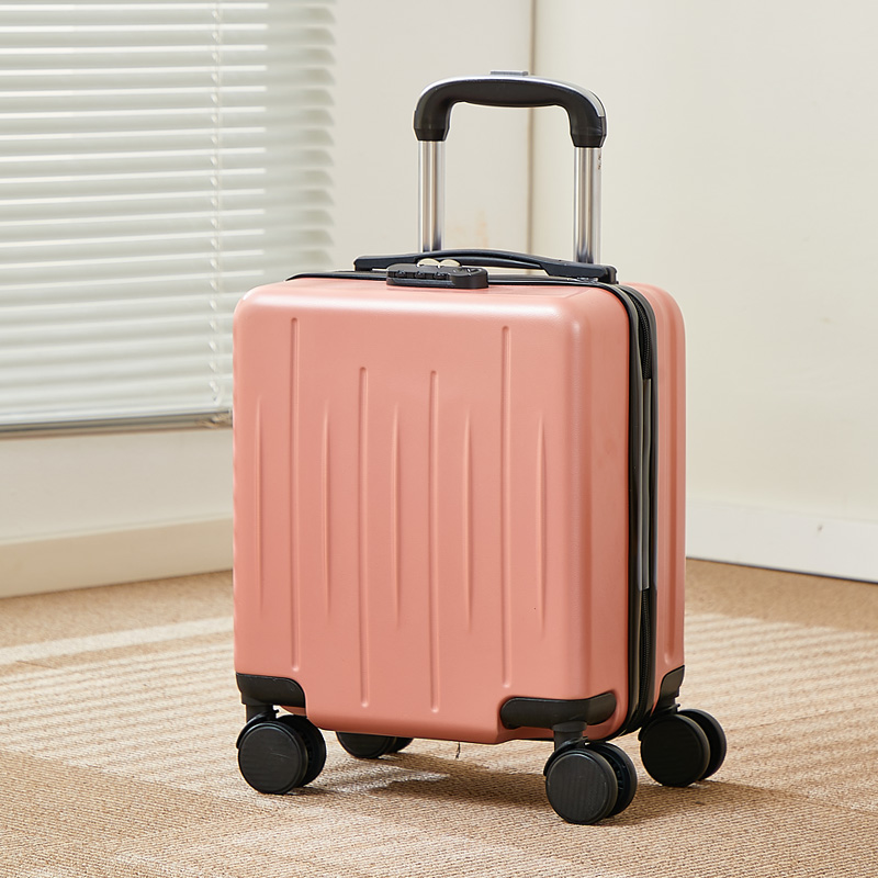 Valise de voyage unisexe à roulettes PC, 14 pouces, , à la , ABS, mini valise d'embarquement, petite main, Lu: Marron